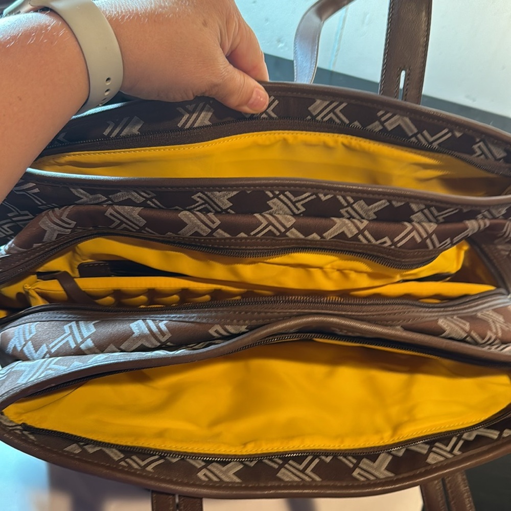 TUMI Maroon Patterned Canvas Laptop Bag - Picture 6 of 14